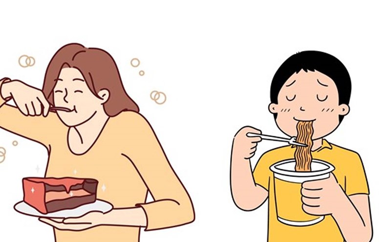 The habit of eating quickly seems harmless but is one of the main causes of many digestive problems and overall health. Graphics: Huong Son