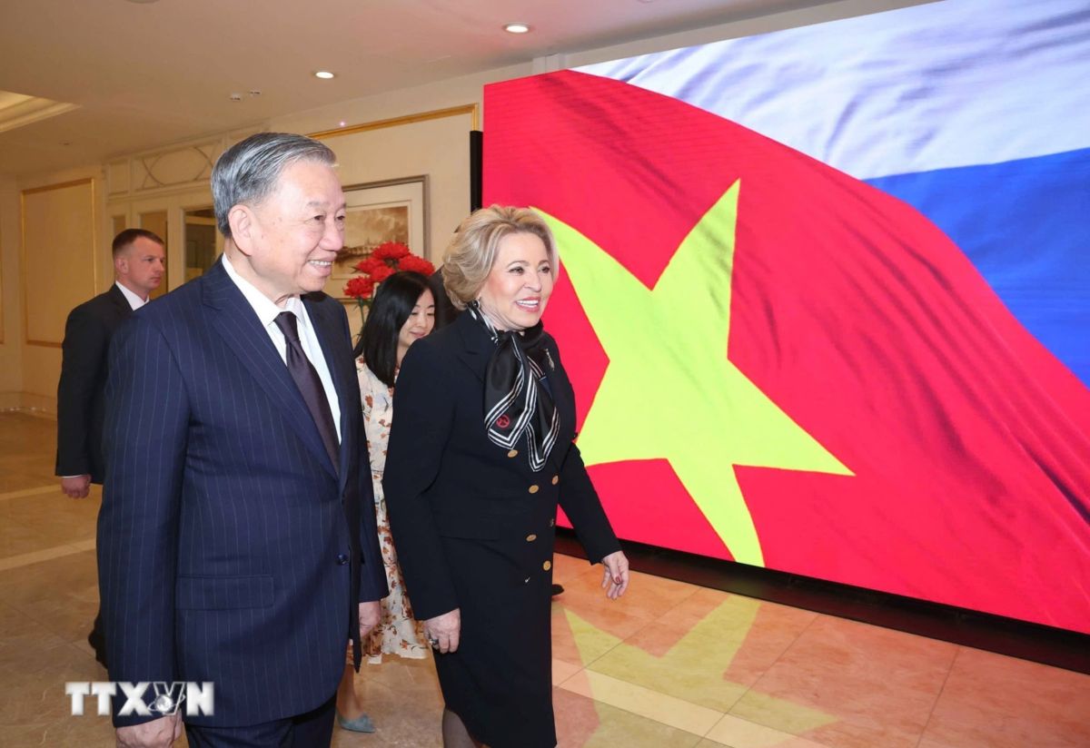 General Secretary To Lam and Chairwoman of the Russian Federation Council Valentina Matviyenko. Photo: VNA
