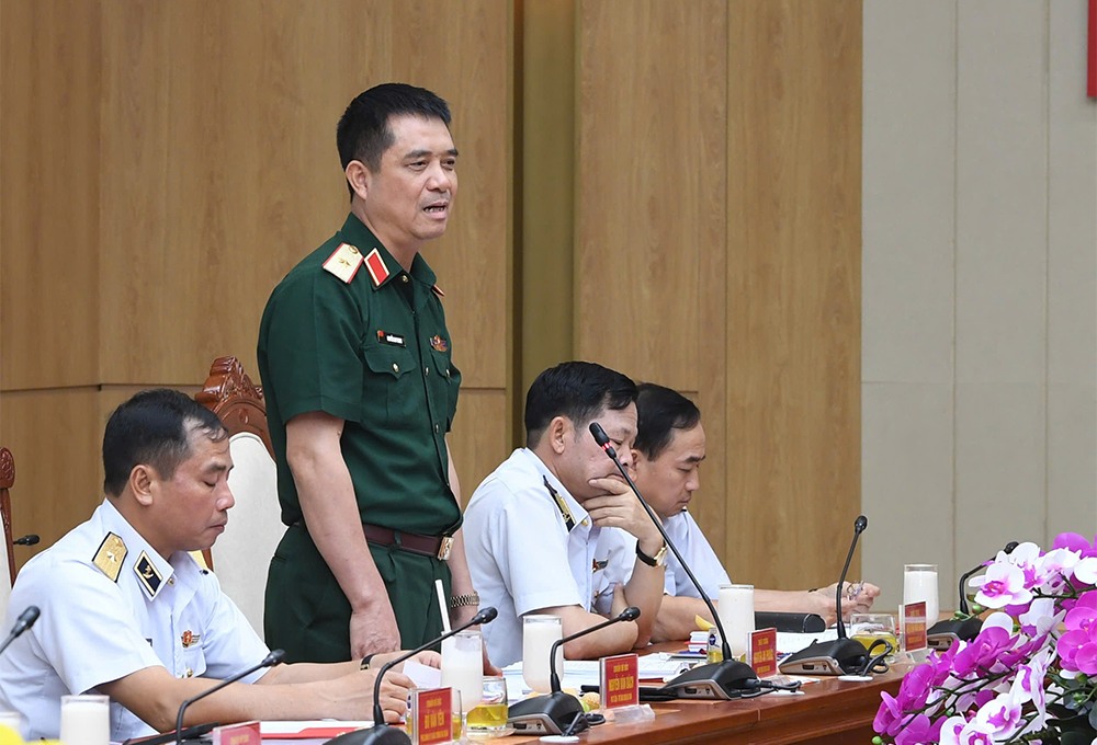 Thieu tuong Nguyen An Phong phat bieu tai hoi nghi. Anh: Bo Quoc phong