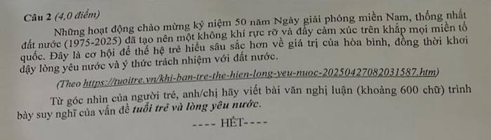 Đề thi thử tốt nghiệp THPT 2025 môn Văn - Sở GDĐT Kon Tum. Ảnh: Tuyensinh247  