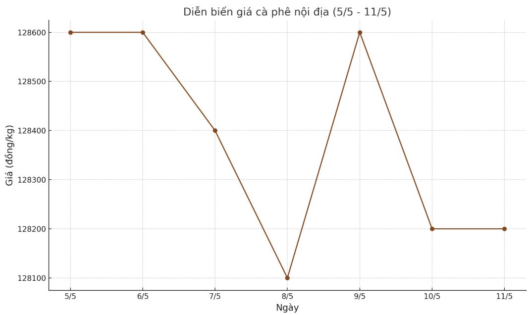 Gia ca phe tuan tu 5.5-11.5, giam manh tu 1.000 - 1.800 dong/kg. Anh: Thanh Binh