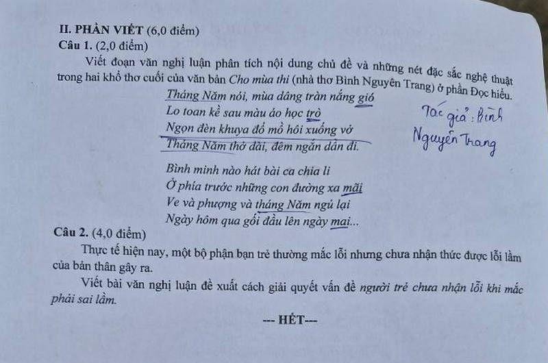 De thi chinh thuc mon Ngu van vao lop 10 tinh Dong Thap nam 2025. Anh: Minh Chau