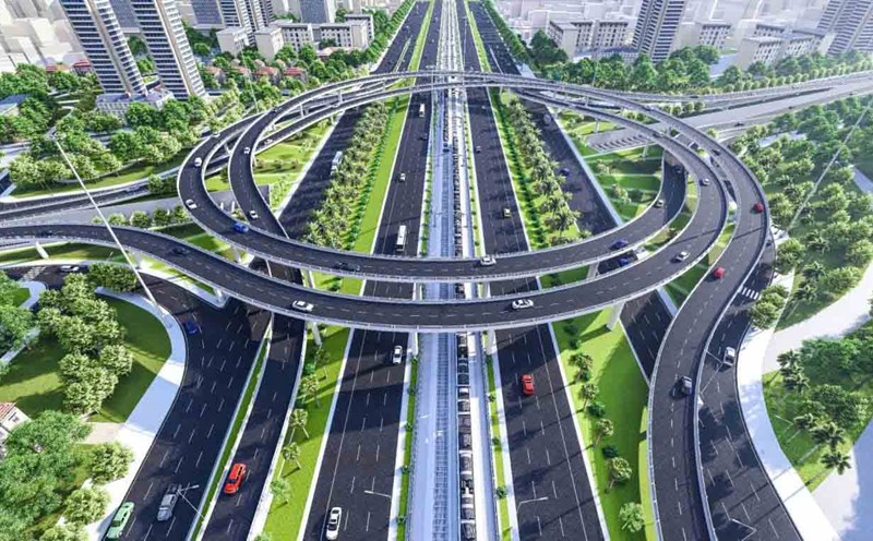 Perspective of the intersection at different levels of Ring Road 3.5 with Thang Long Avenue. Photo: Provided by the investor