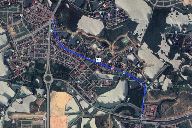 Tuyen duong du an dai khoang 1,8 km nhin tu ban do ve tinh. Anh: Google Maps.