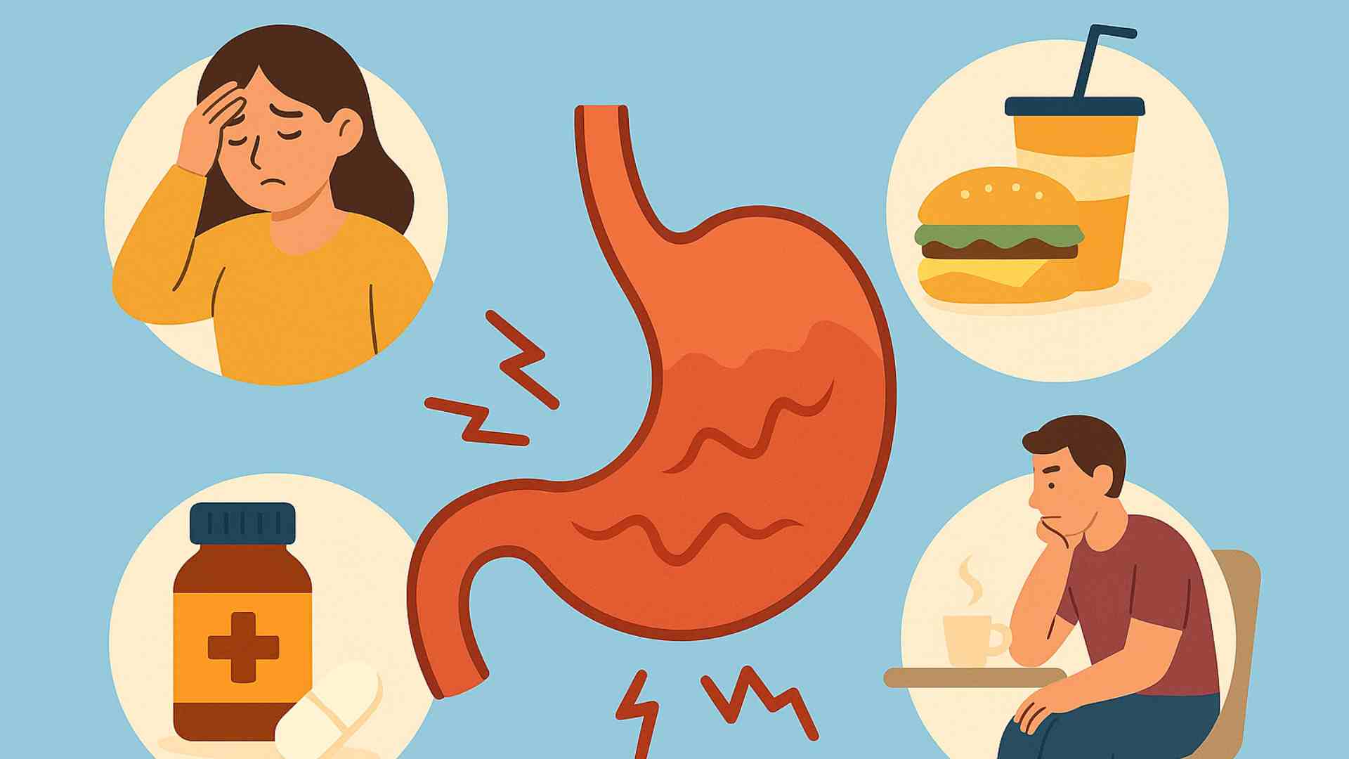 Los habitos que causan daño al estomago. Foto grafica: Hoang loc