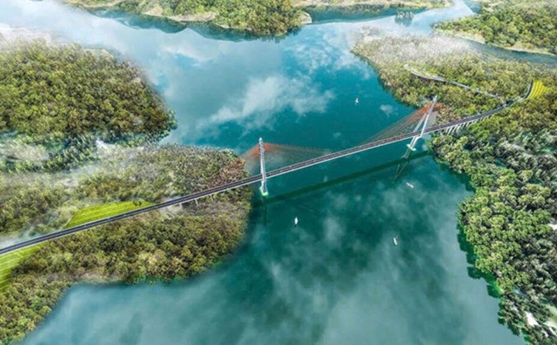 Perspective of a bridge on the Hoa Binh - Moc Chau Expressway. Photo: Provided by the unit