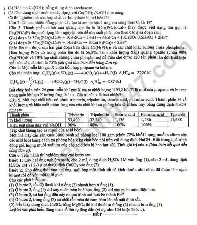 De khao sat chat luong hoc sinh lop 12 nam hoc 2024 - 2025 mon Hoa - So GDDT Thanh Hoa. Anh: Tuyensinh247