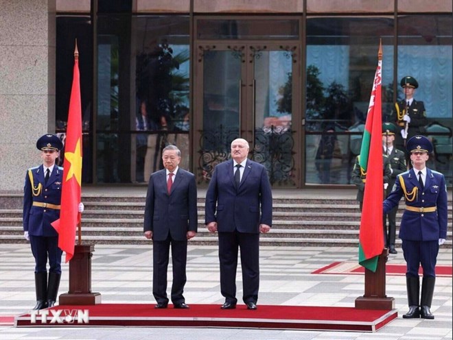 Lễ đón Tổng Bí thư Tô Lâm thăm cấp nhà nước Belarus