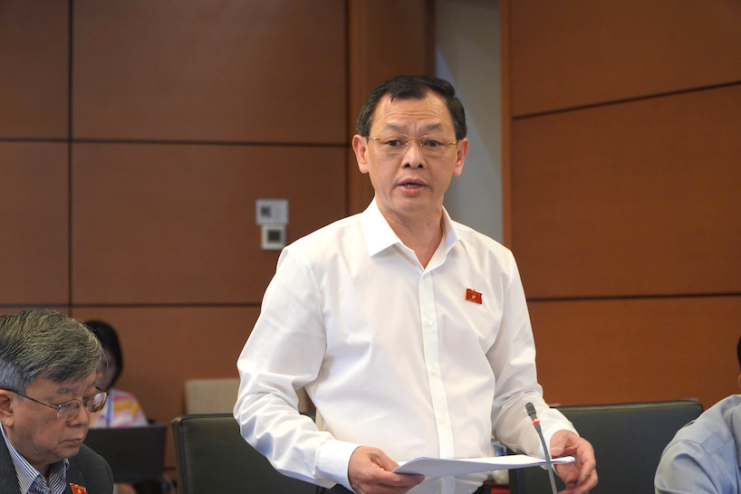 Dai bieu Nguyen Tri Thuc gop y ve du an Luat Bao ve du lieu ca nhan. Anh: Van Trang