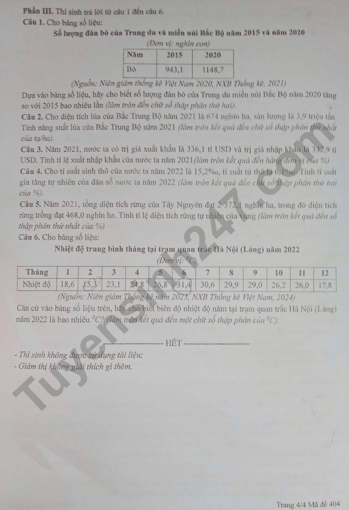 De thi thu tot nghiep THPT nam 2025 mon Dia - So GDDT Bac Kan. Anh: Tuyensinh247