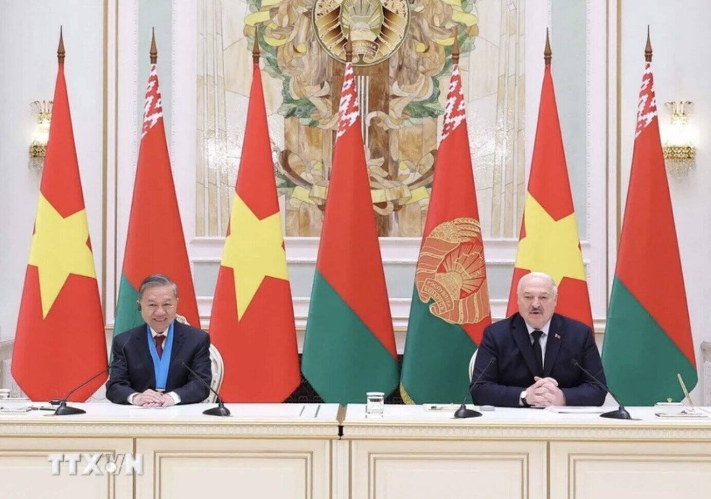 El Secretario General Tsu Lam y el Presidente de Bielorrusia Aleksandr Lukashenko hablaron con la prensa. Imagen de la pagina web de la organizacion