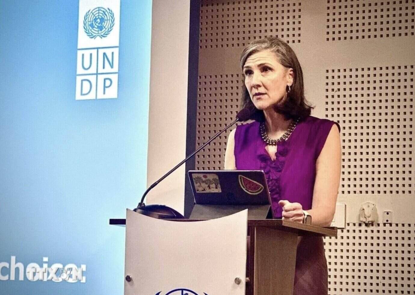 Ms. Ramla Khalidi, Permanent Representative of the United NationsDP in Vietnam, spoke. Photo: VNA