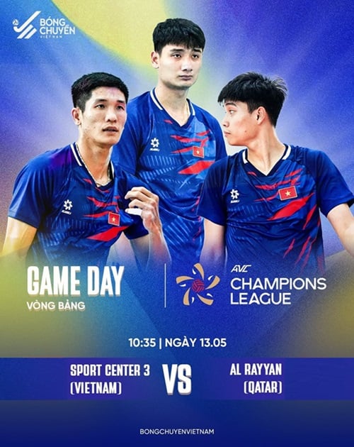 Tuyen bong chuyen nam Viet Nam (Sport Center 3) doi dau voi Al Rayyan tai vong bang AVC Champions League 2025. Anh: VFV