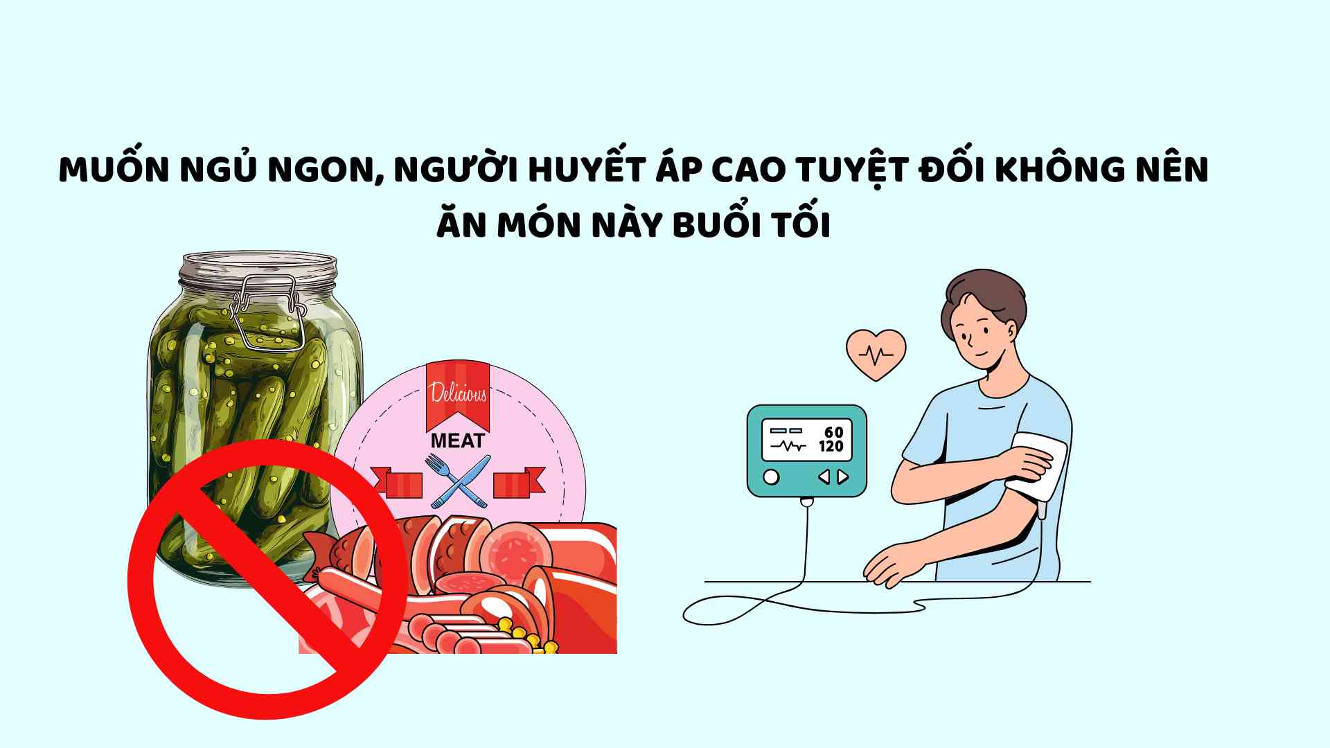 Los que tienen presion arterial alta deben evitar los alimentos para dormir mejor. El dibujo: