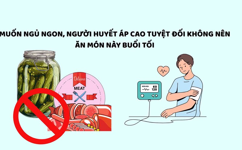 Dishes that people with high blood pressure should avoid to sleep better. Graphics: Huyen Trang