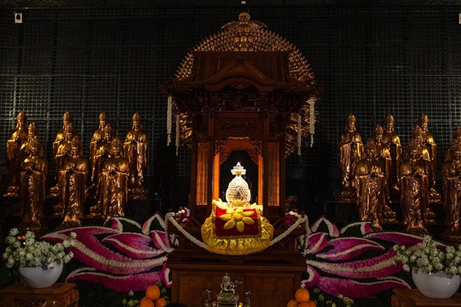 Địa điểm kiểm tra an ninh trước khi vào chiêm bái xá lợi Phật ở Hà Nội