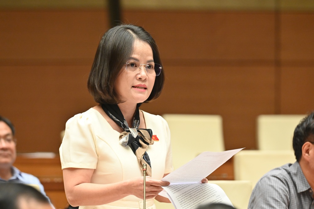 Delegate Nguyen Hoang Bao Tran was concerned that many scientific research topics were not applied. Photo: Pham Dong