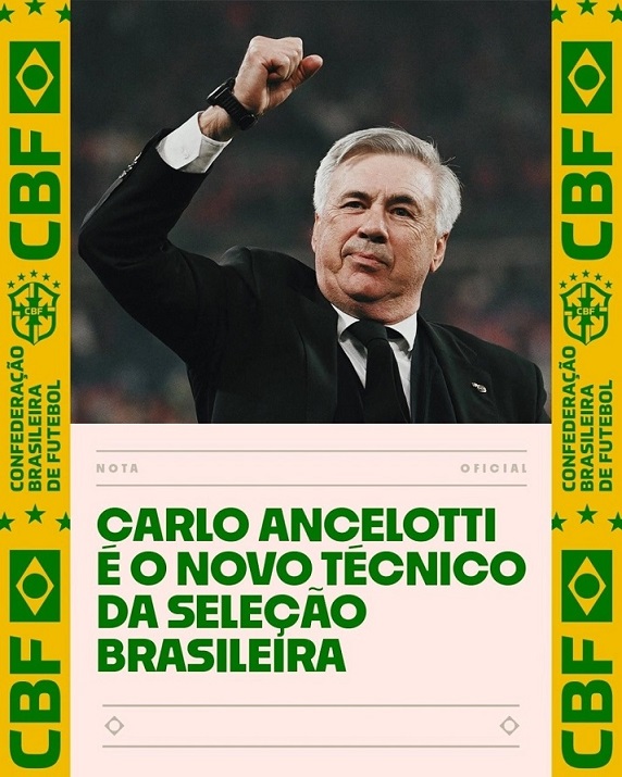 Thong bao bo nhiem Carlo Ancelotti cua Lien doan bong da Brazil. Anh: CBF
