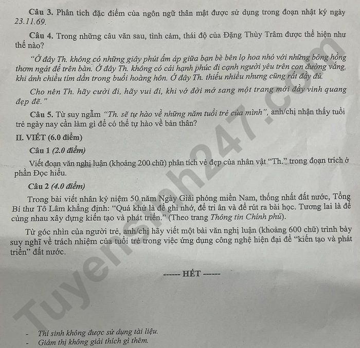 De thi thu tot nghiep THPT mon Van 2025 - So GDDT Dong Nai. Anh: Tuyensinh247  