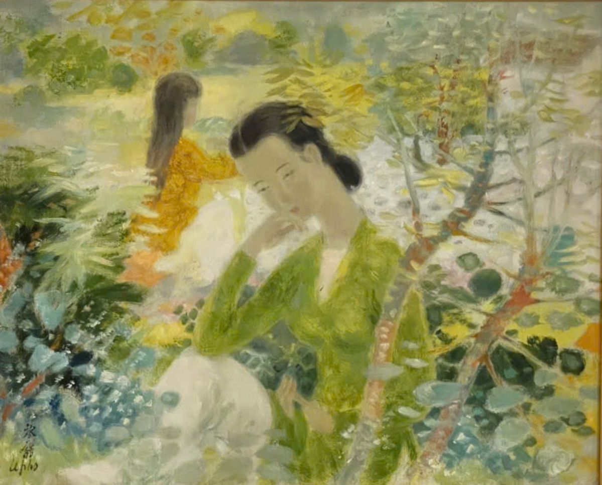 Tác phẩm “Thiếu nữ trong vườn“, tranh sơn dầu 65x81cm của họa sĩ Lê Phổ (1907 - 2001).