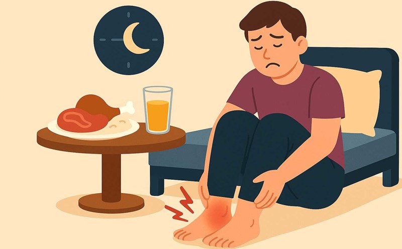 Increasing uric acid can come from a seemingly harmless habit at night. Graphic photo: Hoang Loc