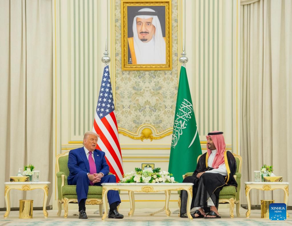 Thu tuong, Thai tu Saudi Arabia tiep Tong thong Donald Trump ngay 13.5.2025. Anh: Xinhua
