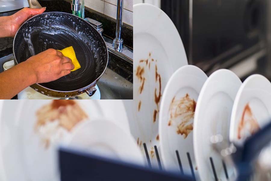 Using hot water when washing greasy items can potentially pose risks to the health and longevity of kitchen appliances. Graphics: Cat Tien