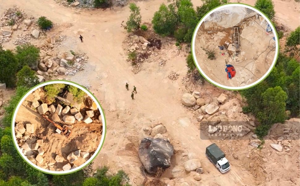 La explotacion de piedra ilegal tuvo lugar en Hon Cha Mountain (Tran Quang Dieu Ward, Quy Nhon City, Binh Dinh). Foto: Hoai Phuong