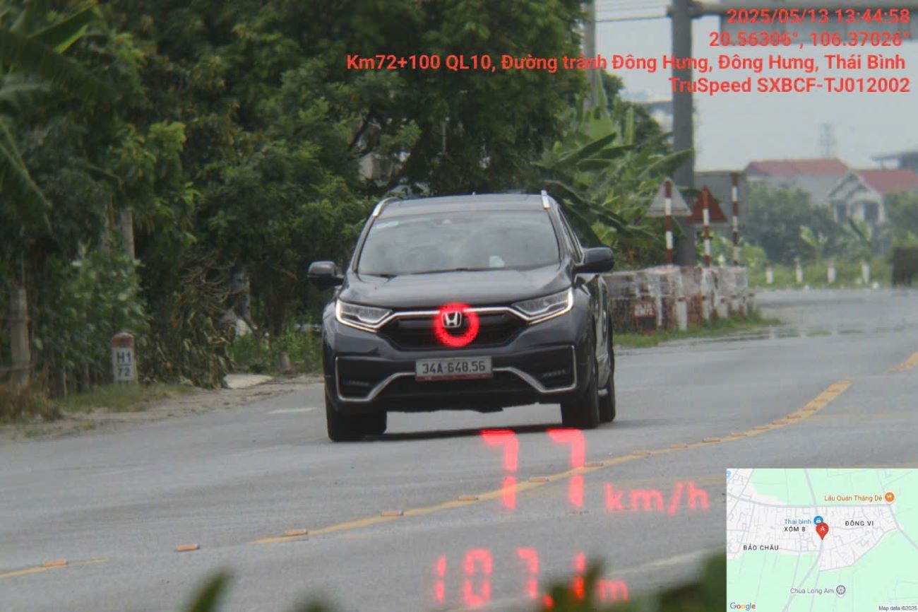 Imagenes de vehiculos que violan la velocidad mas alla de la velocidad. Fuente: Departamento de Policia de Trafico - Departamento de Policia de Thai Binh