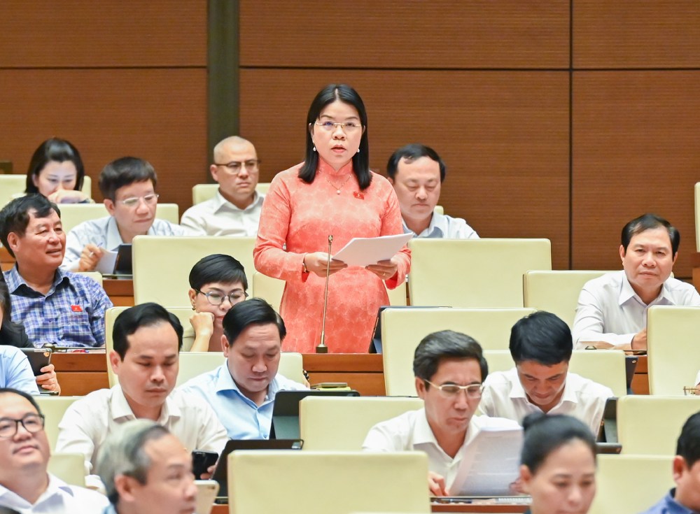 Dai bieu Nguyen Thi Ngoc Xuan phat bieu. Anh: Pham Dong
