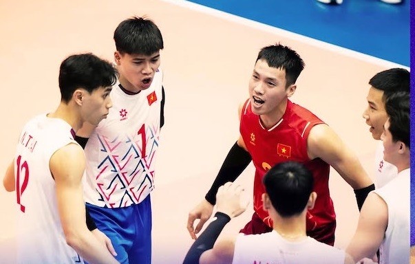 Tuyen bong chuyen nam Viet Nam roi AVC Champions League 2025 o vong bang. Anh: VFV
