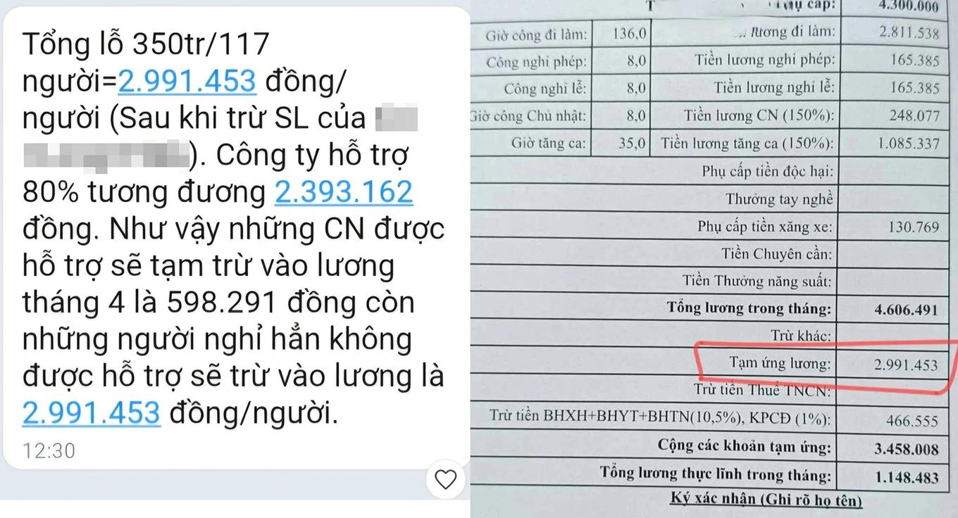 Thong tin duoc dang tai ve vu viec “cong ty tru tien lo vao luong cong nhan” dang tai tren mang xa hoi. Anh: Nguyen Bon