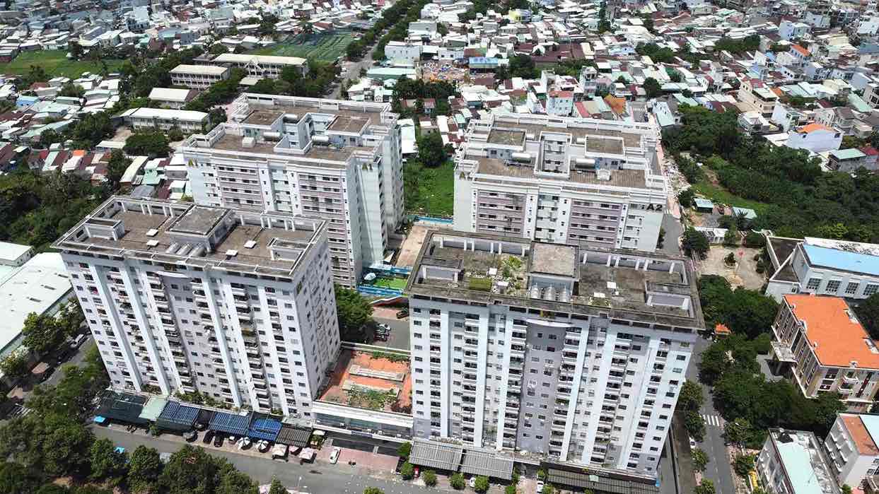 Du an 4 block nha o xa hoi A1&A2, B1&B2 (phuong Quang Vinh, TP Bien Hoa). Anh: HAC