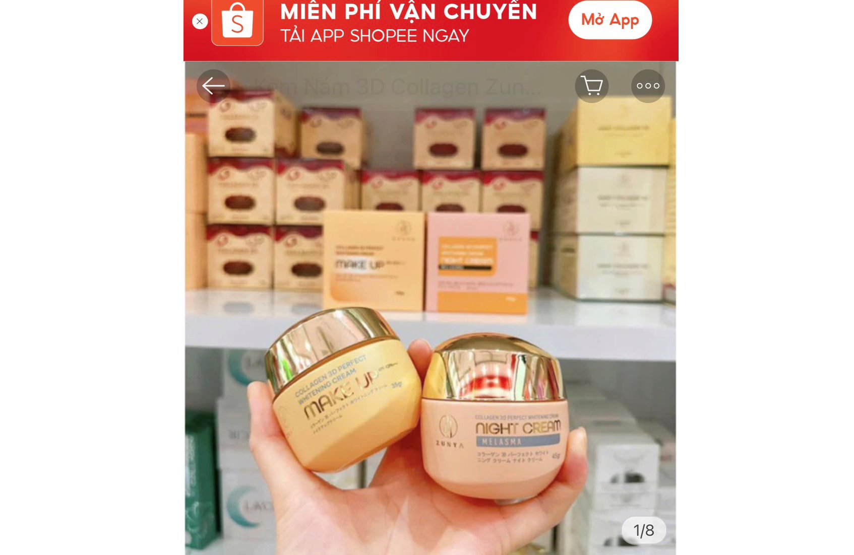El maquillaje de crema blanqueante perfecto de Zunya Collagen 3D todavia esta en la lista de aproximadamente 520,000 VND. Foto: Ministerio de Salud