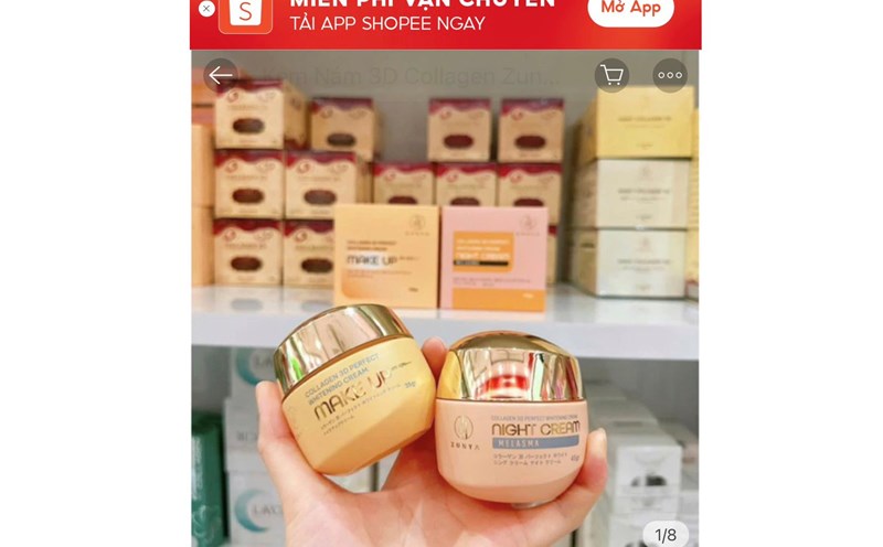 Zunya Collagen 3D perfect Whitening Cream Makeup product is still listed for about 520,000 VND. Photo: Ministry of Health