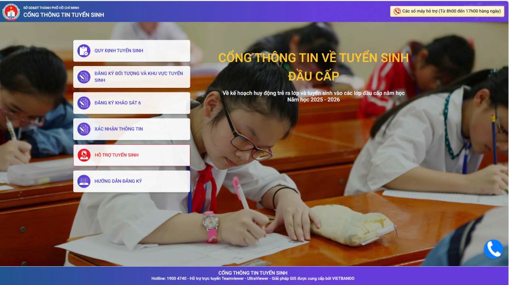 Trang thong tin tuyen sinh dau cap cua TPHCM. Anh: Chan Phuc