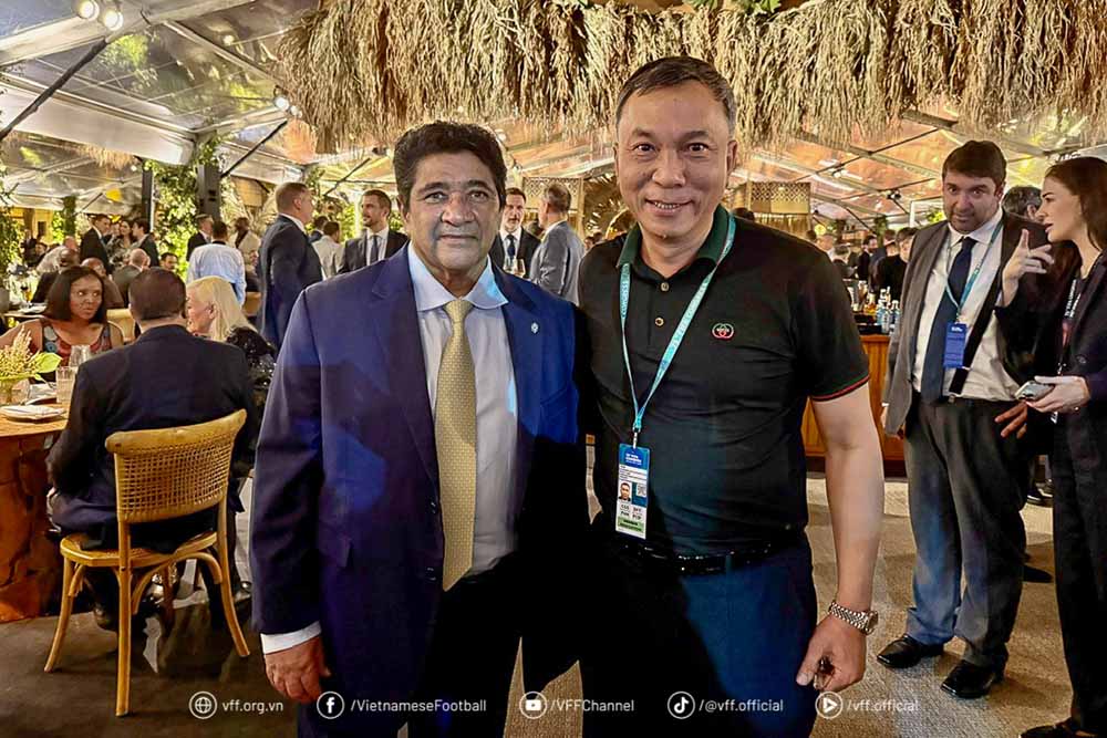 Chu tich VFF Tran Quoc Tuan va Chu tich Lien doan bong da Brazil Ednaldo Rodrigues. Anh: VFF