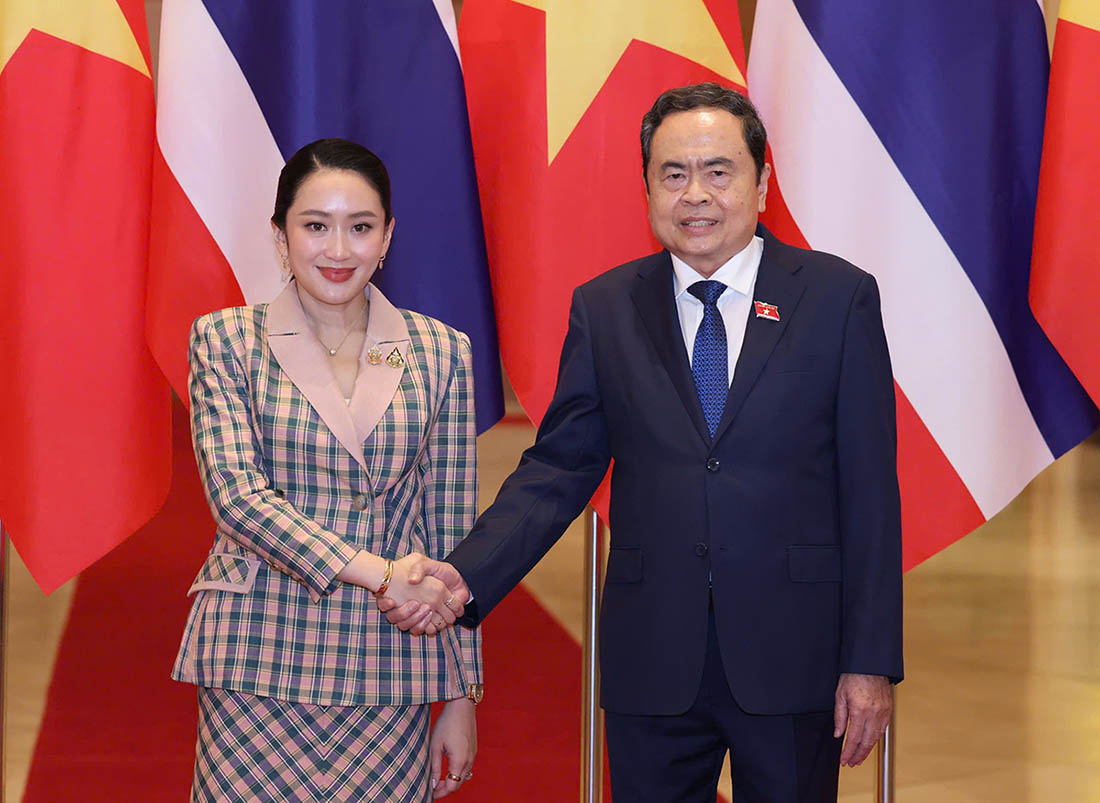 Politburo member and National Assembly Chairman Tran Thanh Man met with Thai Prime Minister Paetongtarn Shinawatra. Photo: Hai Nguyen
