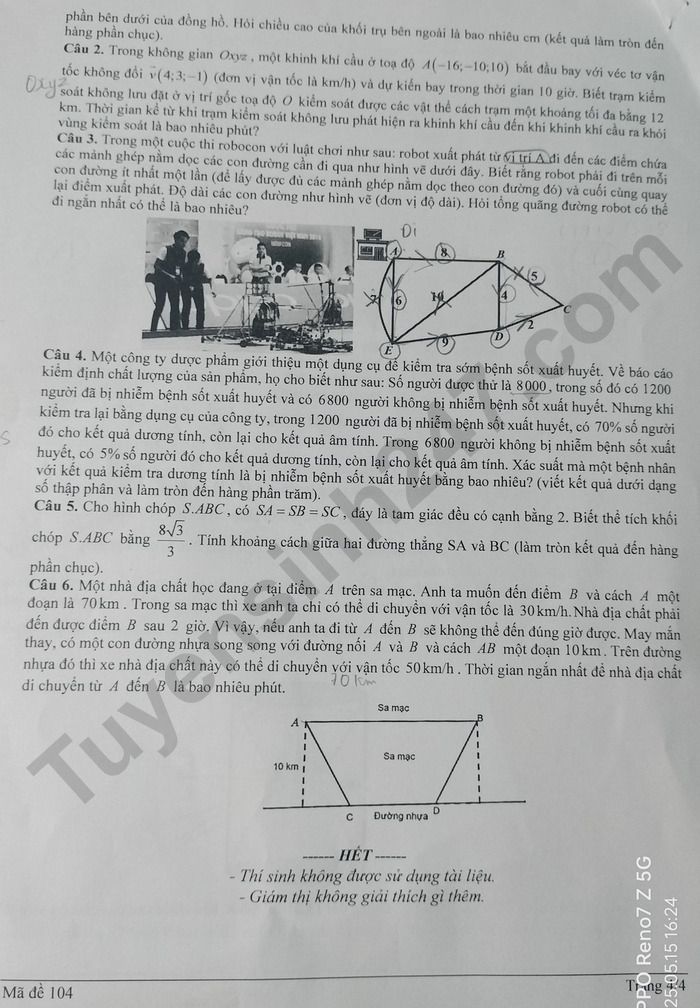 De thi thu mon Toan tot nghiep THPT 2025 - So GDDT Lai Chau (lan 2). Anh: Tuyensinh247