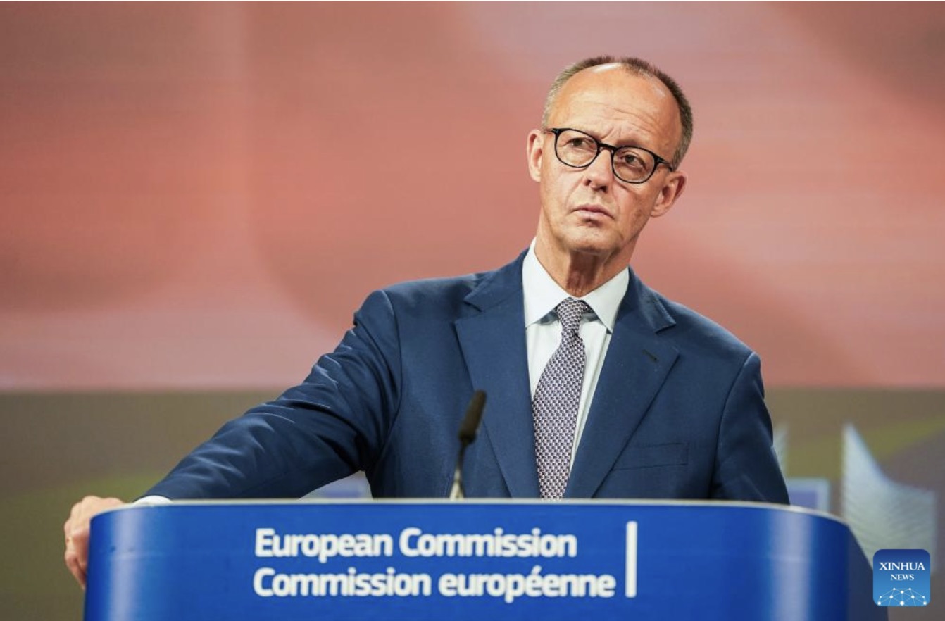 Thu tuong Duc Friedrich Merz luu y, duong ong Nord Stream 2 van chua duoc chung nhan van hanh. Anh: Xinhua