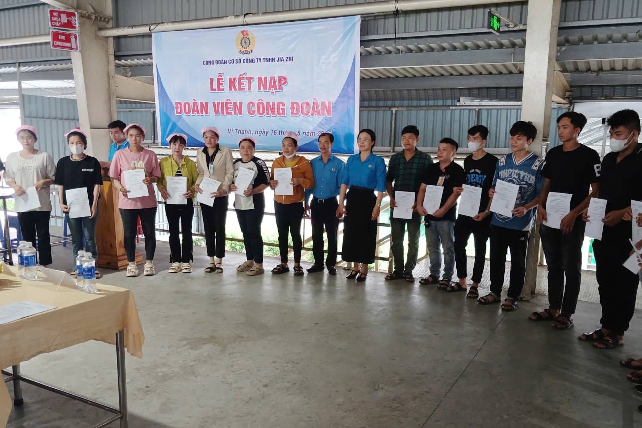 Lanh dao LDLD tinh Hau Giang trao quyet dinh cho doan vien. Anh: LDLD thanh pho Vi Thanh