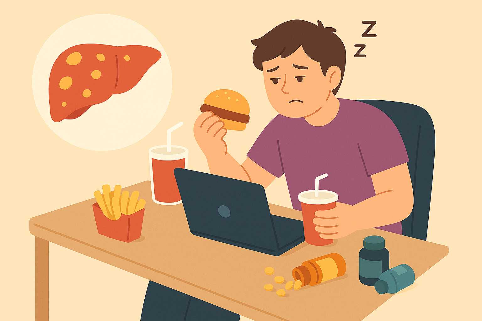 El higado graso proviene de muchos malos habitos. Foto grafica: Hoang loc