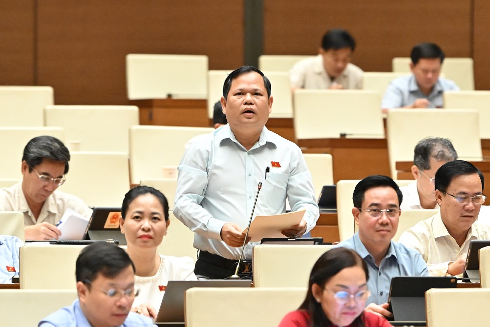 Dai bieu Nguyen Duy Thanh phat bieu. Anh: Pham Dong