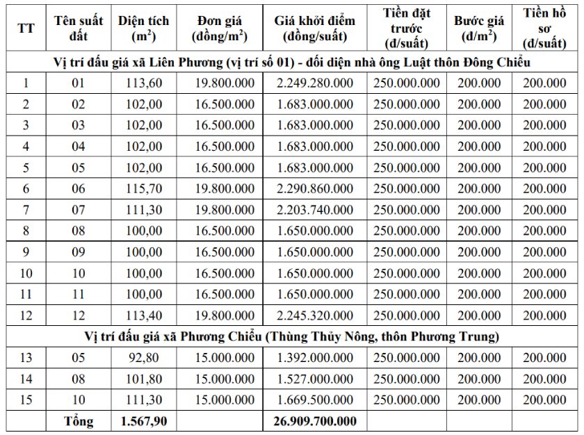 Thong tin cac thua dat dau gia.