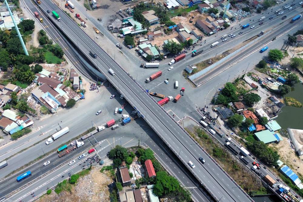 Mi interseccion (ciudad de Thu Duc, ciudad de Ho Chi Minh) se ve desde arriba. Foto: ANH TU
