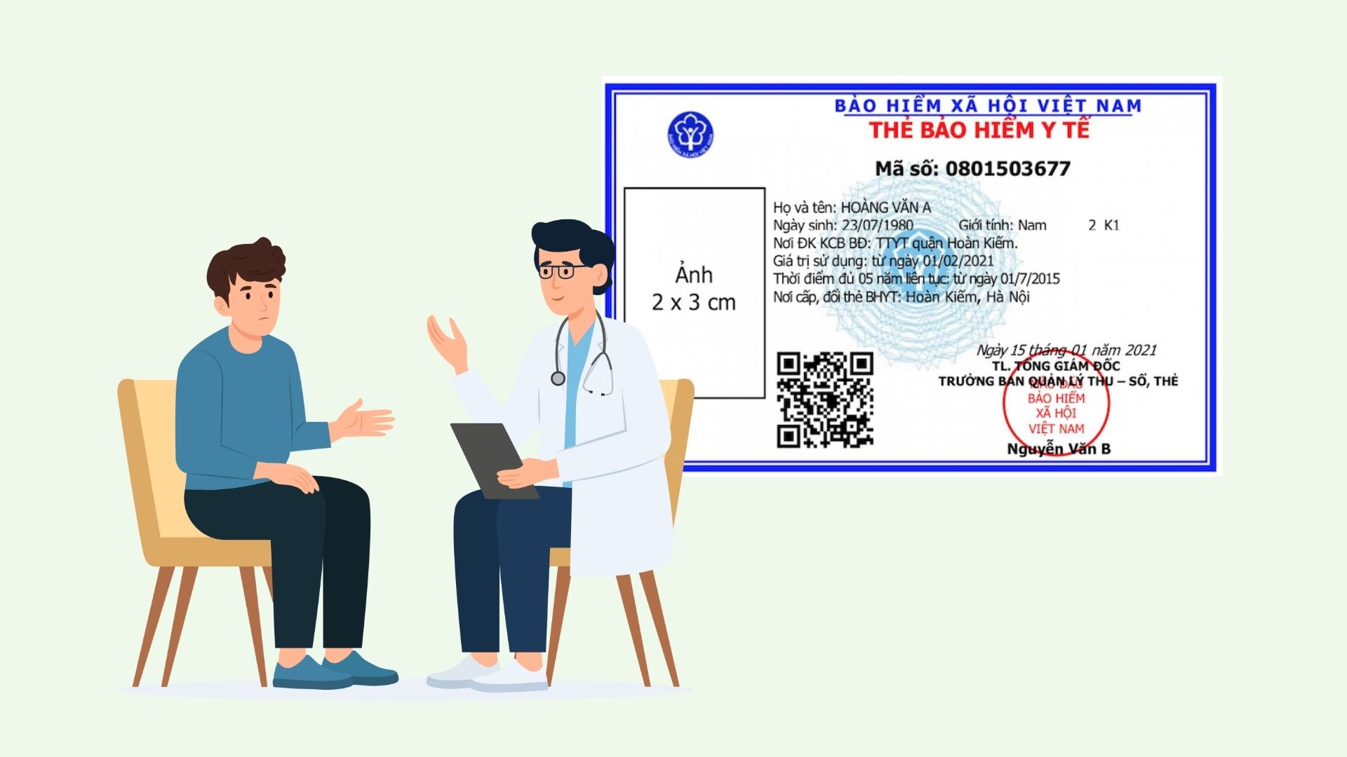 Ventajas al registrarse para el examen medico y el tratamiento en el seguro de salud inicial. Grafico: Linh Dan