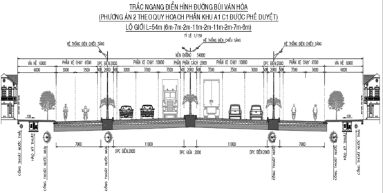 Mặt cắt điển hình dự án Nâng cấp, mở rộng đường Bùi Văn Hòa. Ảnh: Sở Xây dựng tỉnh Đồng Nai