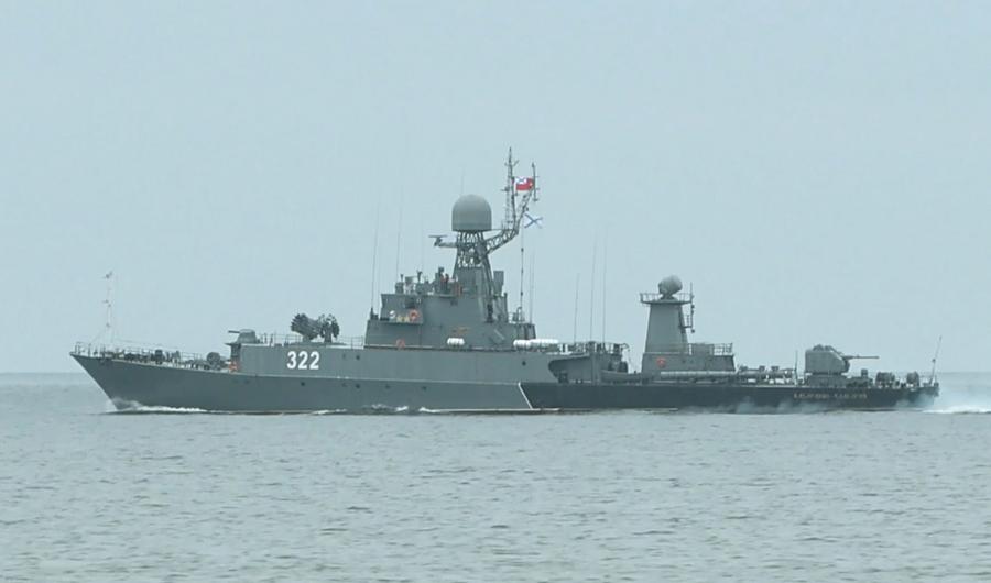 Un barco ruso ensayado en el Mar Baltico en junio de 2023. Foto: Ministerio de Defensa Rusia/Xinhua