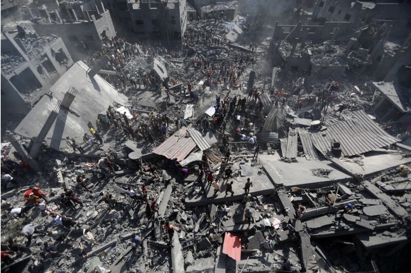 Un area de la ciudad de Gaza fue destruida por ataques aereos israelies. Foto: Xinhua