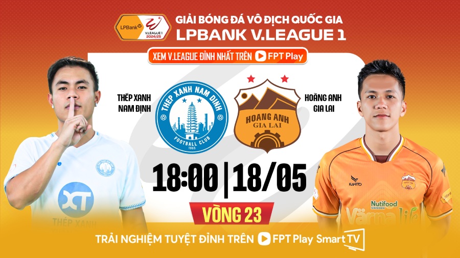 Nam Dinh will meet Hoang Anh Gia Lai in round 23 of V.League 2024-2025. Photo: FPT Play